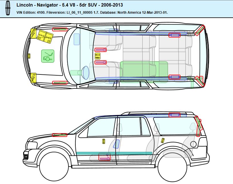 2013 Lincoln Navigator Body Structure and Airbags